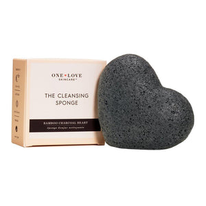 One Love Organics The Cleansing Sponge: Bamboo Charcoal Heart One Size | Real Beauty Outlet