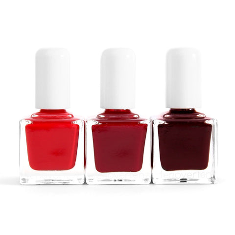 Tenoverten Ideal Red Nail Polish Trio Ludlow + Carmine + Church (bright red + Hollywood red + bordeaux) | Real Beauty Outlet