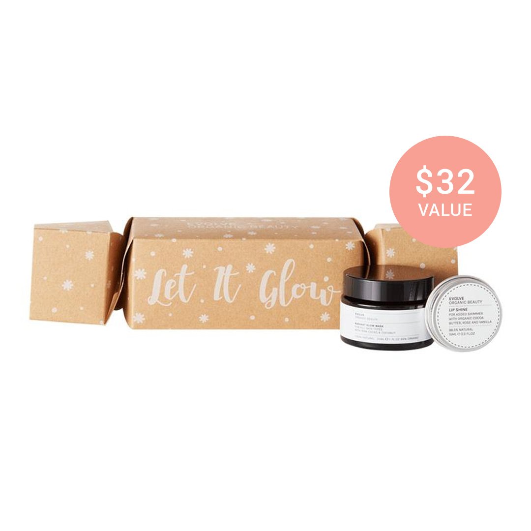 Evolve Organic Beauty Let It Glow Christmas Cracker 2 Piece Set | Real Beauty Outlet
