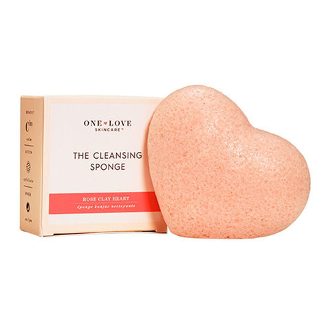 One Love Organics The Cleansing Sponge: Rose Clay Heart One Size | Real Beauty Outlet