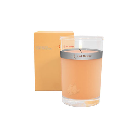 Red Flower Petal Topped Candle Indian Jasmine 6 oz | Real Beauty Outlet