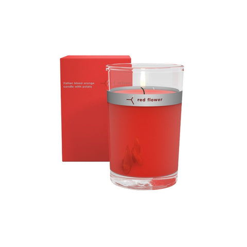 Red Flower Petal Topped Candle Italian Blood Orange 6 oz | Real Beauty Outlet