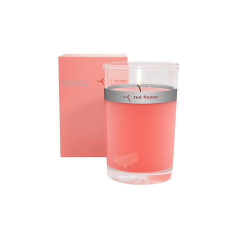 Red Flower Petal Topped Candle Japanese Peony 6 oz | Real Beauty Outlet