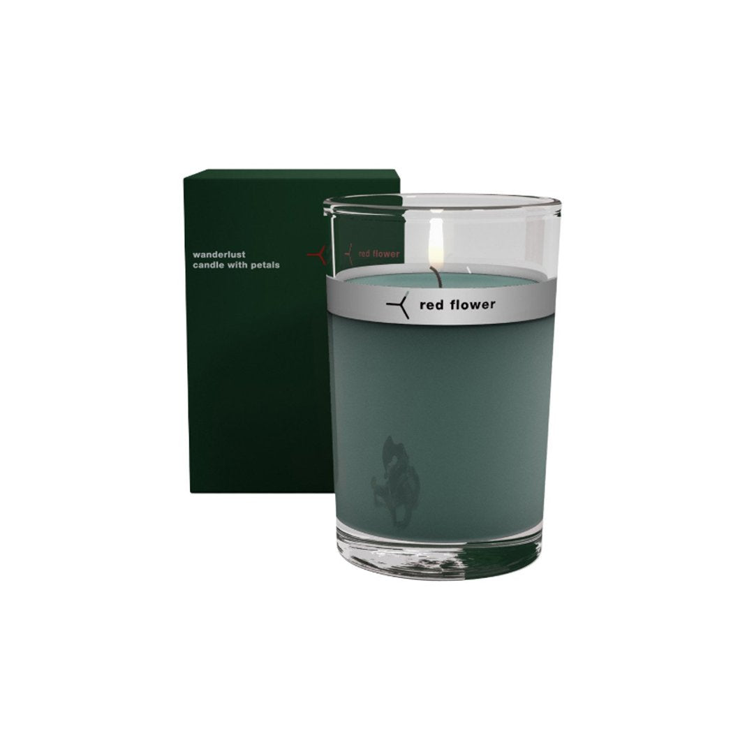 Red Flower Petal Topped Candle Wanderlust 6 oz. | Real Beauty Outlet